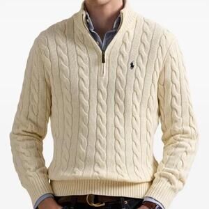 Polo Ralph Lauren NWT Blue Label Quarter Zip Cable Knit Size M
